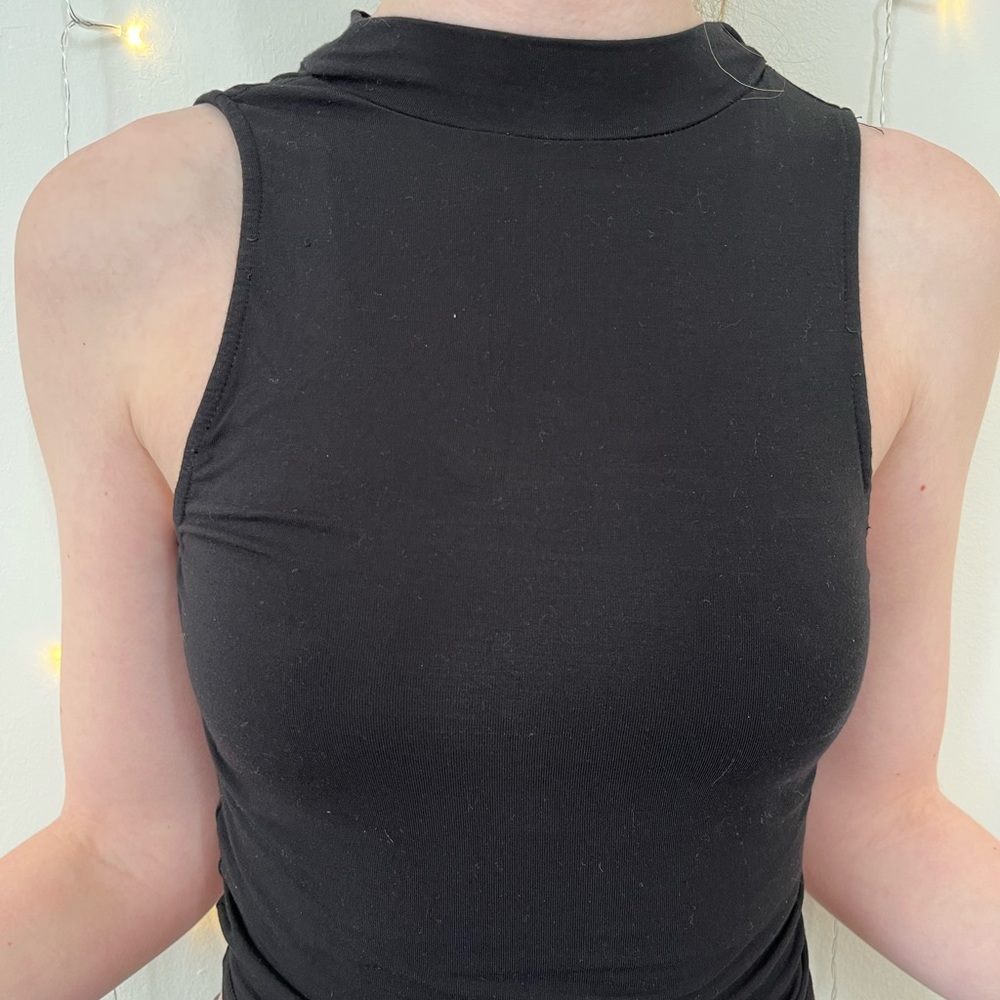 Black collared tank top